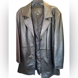 Kathy Ireland Genuine Leather Blazer Coat | Size XL | Classic Black